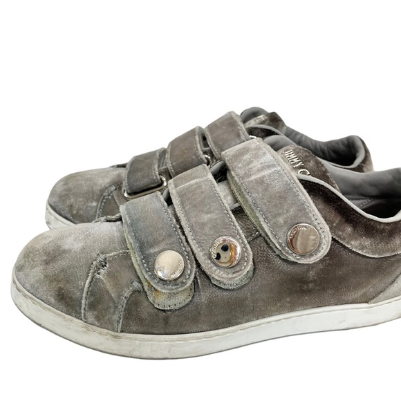 JIMMY CHOO Ny Velvet Sneakers In Moonstone Grey Size 6.5 - Picture 3 of 14